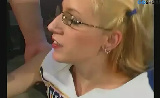 Eyeglasses Blonde Gets Fucked While Spreading Her Legs For Oral Pleasure
